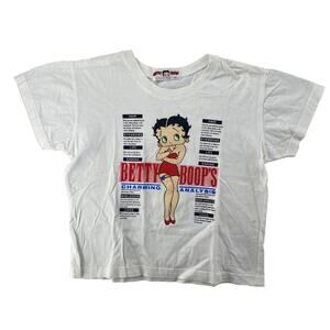 Vintage 1997 Betty Boop “Charming Analysis” Graphic Tee White Y2K Kids Size 12